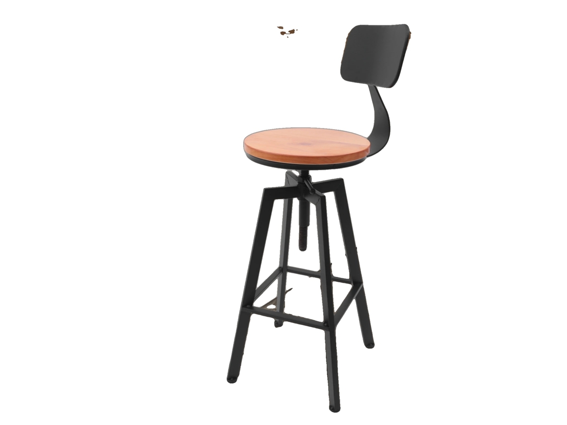 Banqueta, Altura Ajustável De 36,22 A 44,09 Polegadas, Suporta 100 Kg, Design Industrial, Composição De Madeira E Ferro, Requer Montagem
