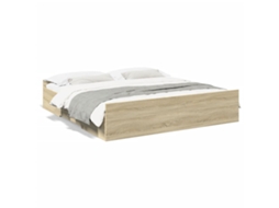 Cama com Gavetas Sonoma VIDAXL Madeira de Carvalho Madeira Castanho (180x200cm)