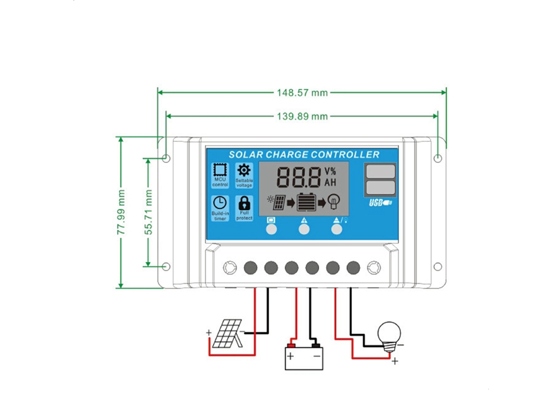 Controlador de Carga Solar 100a com Display LCD S/MARCA