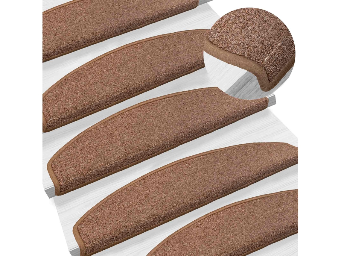 Tapetes Adesivos para Escadas Semicircular 15 Pcs Castanho MAISON EXCLUSIVE