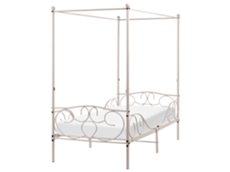 Cama De Dossel Metálica De Estilo Retro Beliani Sormery De Ferro Creme Claro 90x200