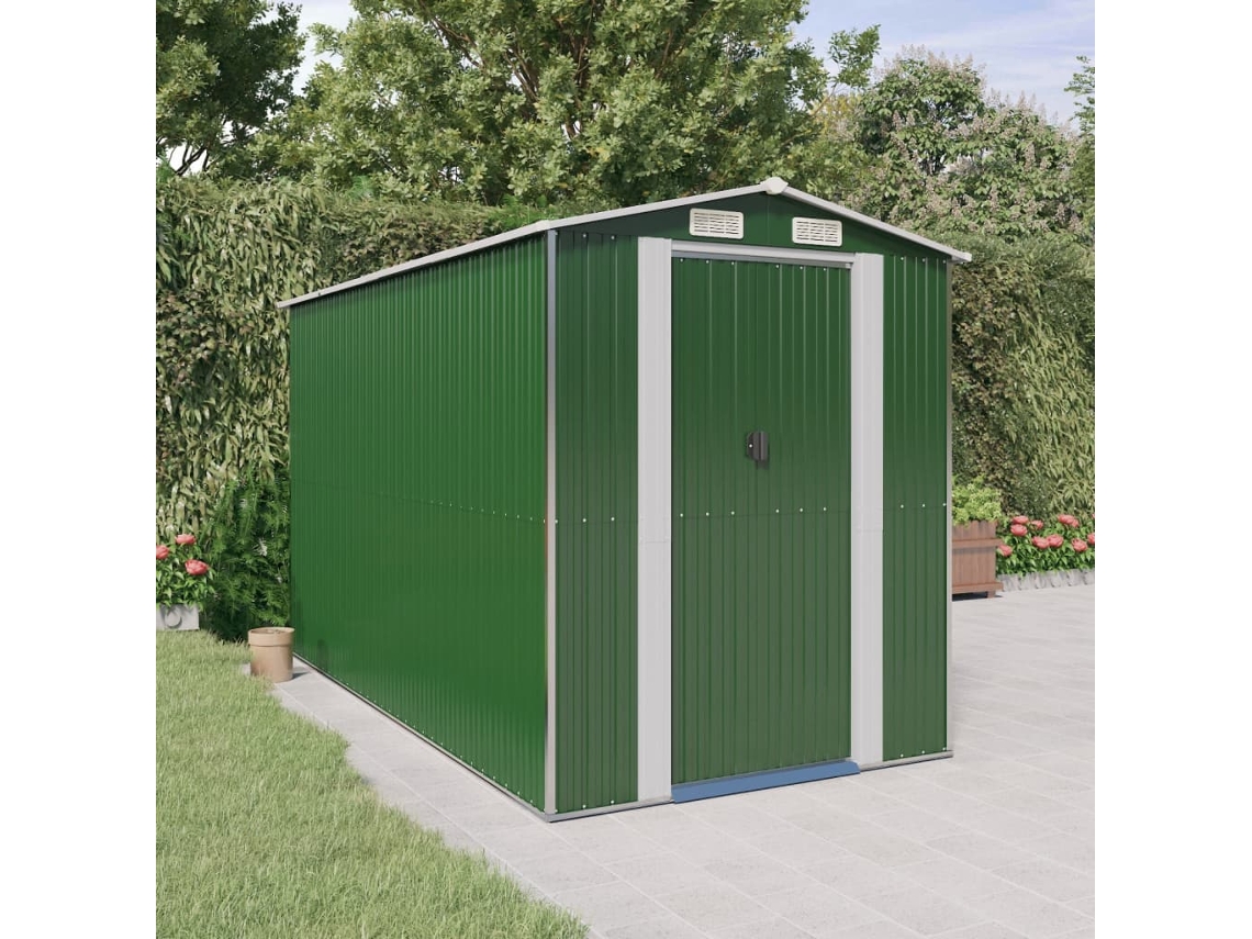 Vidaxl Abrigo De Jardim 192x357x223 Cm Aço Galvanizado Verde