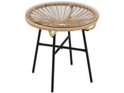 Mesa Bistrô Rattan Preto Bege 50x50x50cm VELTRIX