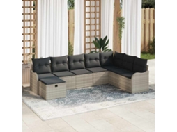 Vidaxl Conjunto De Sofá De Jardim 8 Unid. Cinzento-claro Vime Pe