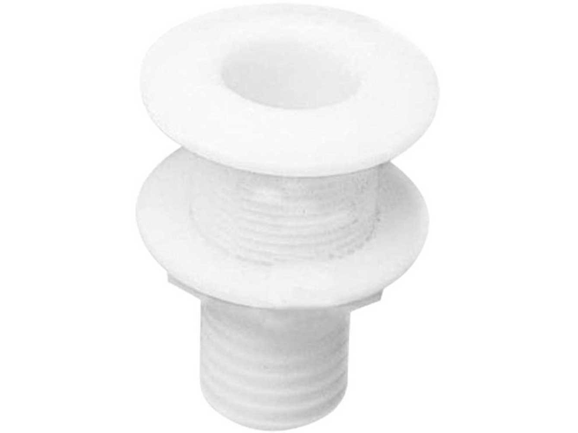 Thru-Hull com Flange Nivelado e Espiga de Mangueira Branco 18 Mmnuova Rade