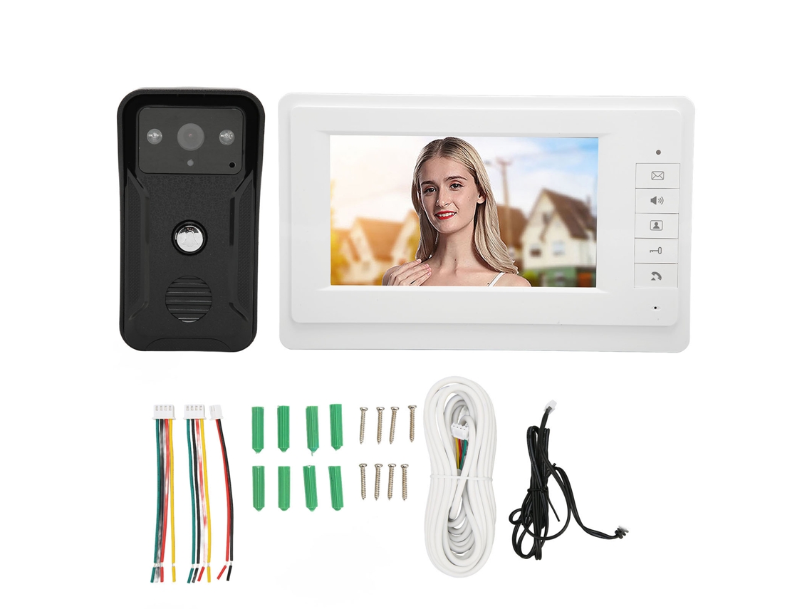 Botão De Porta Com Vídeo Fio 7" Hd Visão Noturna Uk