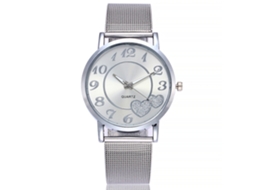 Relógio de Pulso Feminino Vansvar Quartzo com Pulseira de Malha Prata