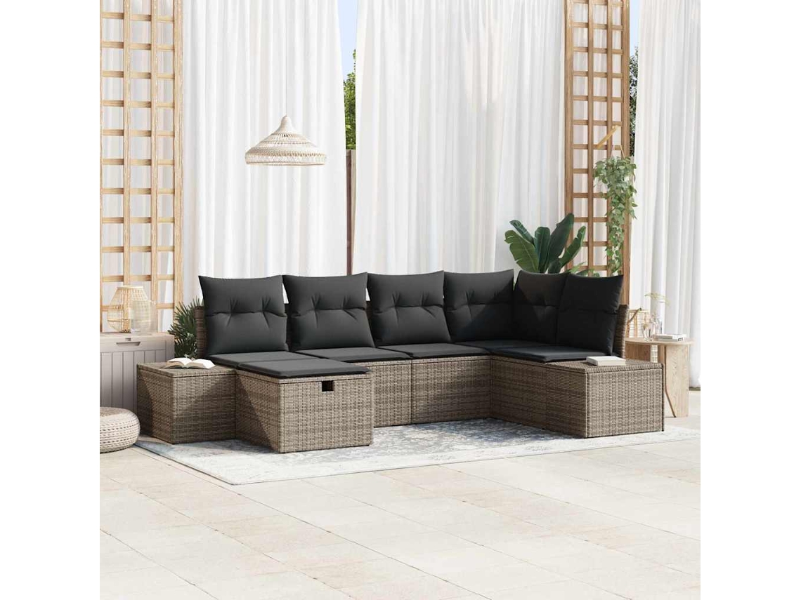 Vidaxl Conjunto De Sofás 7 Unid. Vime Pe