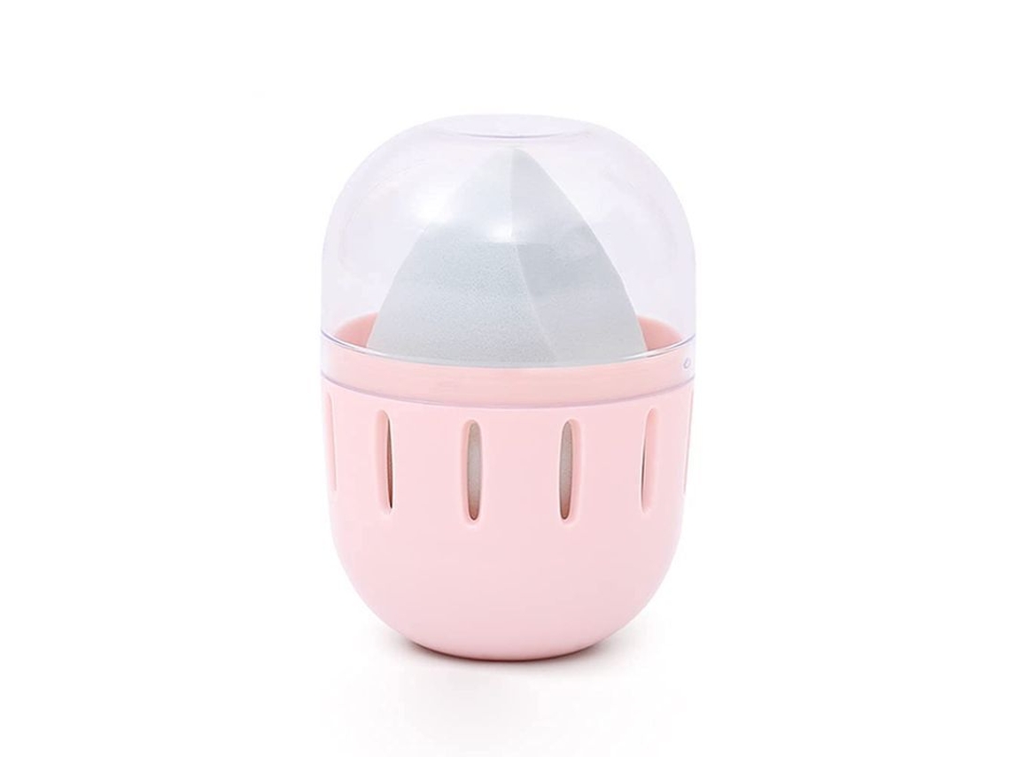 Suporte para Esponja de Maquiagem Sem Poeira, Estojo Portátil com Tampa Transparente para Drying e Organização
