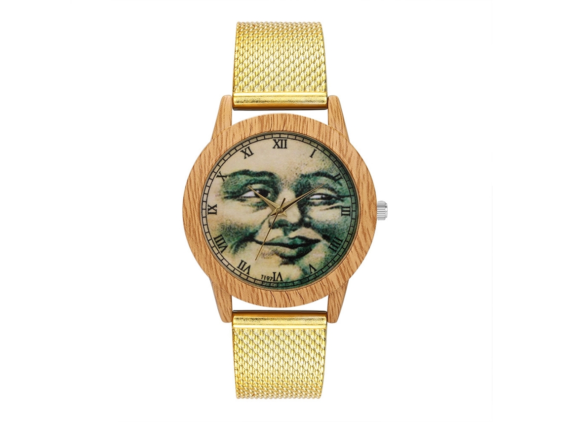Relógio Feminino Masculino Casual Pulseira Mesh Quartzo Analógico Ouro