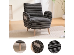 Poltrona Moderna Tecido Padrão Circular, Bolso Lateral, Pernas Madeira Maciça, Confortável, Sala/quarto/escritório-ty