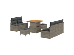 Conjunto 8 Conjunto De Sofá De Jardim Vidaxl Cinzento Vime Pe (80 X 80 X 71 Cm)