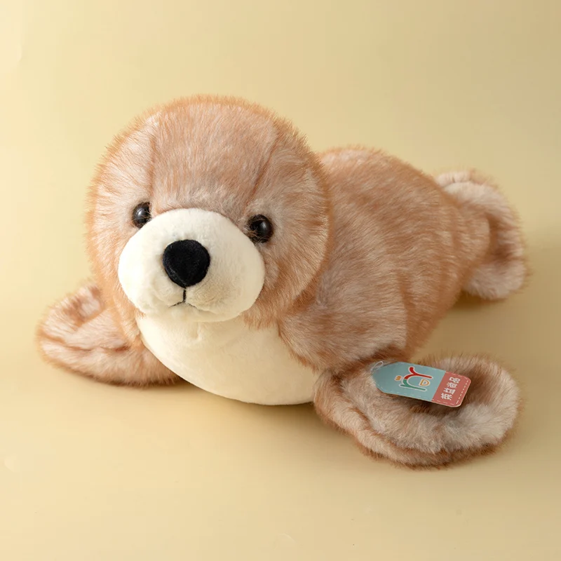 Foca de Pelúcia Fofa e Realista. Brinquedos de Pelúcia de Animais. MDUG (marrom, 37 Cm)