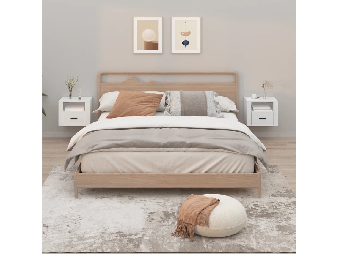 Vidaxl Mesas De Cabeceira De Parede 2 Pcs 50x36x40 Cm Branco