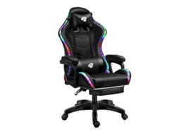 Cadeira Gaming Techno -Store Led Rgb Preta Com Apoio Para Os Pés