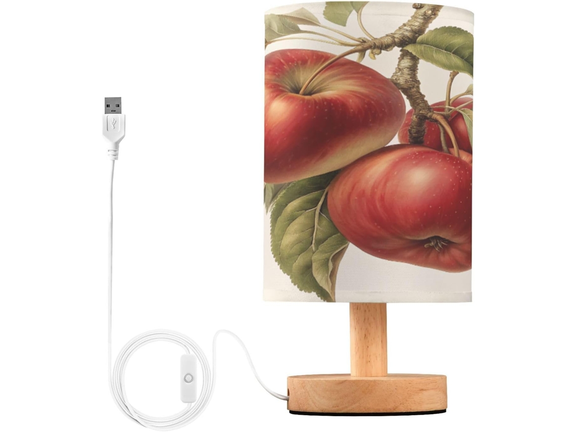 Abajur De Cabeceira In Maçã Format Para Quarto, Con Portas de Regamento USB C, Luminária De Mesa Cabeceira