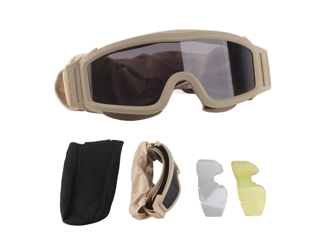Óculos Desert Locust Óculos Antivento E Antiarena Para Exterior Com 2 Lentes Cor Caqui