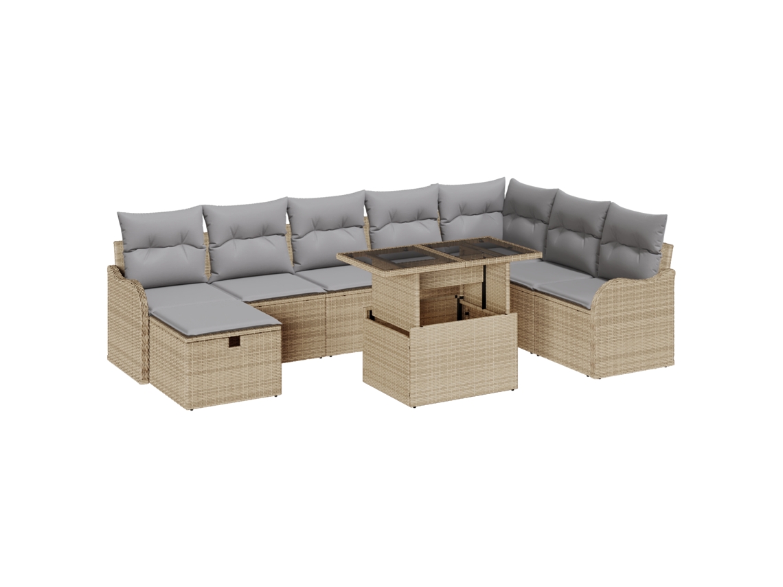 Conjunto 9 Sofá Modular Vidaxl Bege Vime Pe (100 X 55 X 73 Cm)
