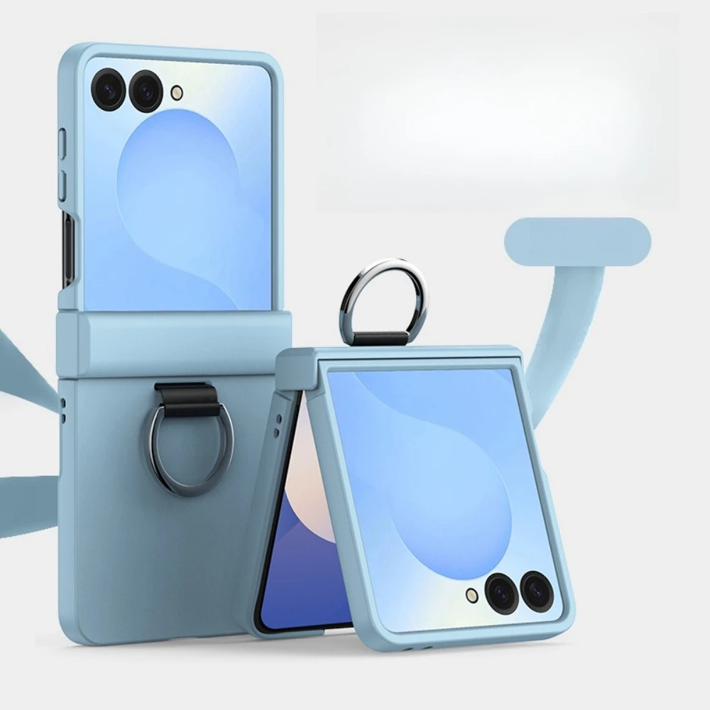 (azul-celeste, Galaxy Z Flip 8) Capa Rígida De Policarbonato Com Anel, Proteção Da Dobradiça Central, À Prova De Choque E Resistente A Quedas