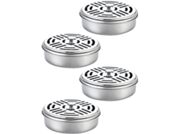 Suporte Para Espiral Repelente De Mosquitos Em Aço Inoxidável Com Tampa, Design Circular Vazado, Prático E Que Previne