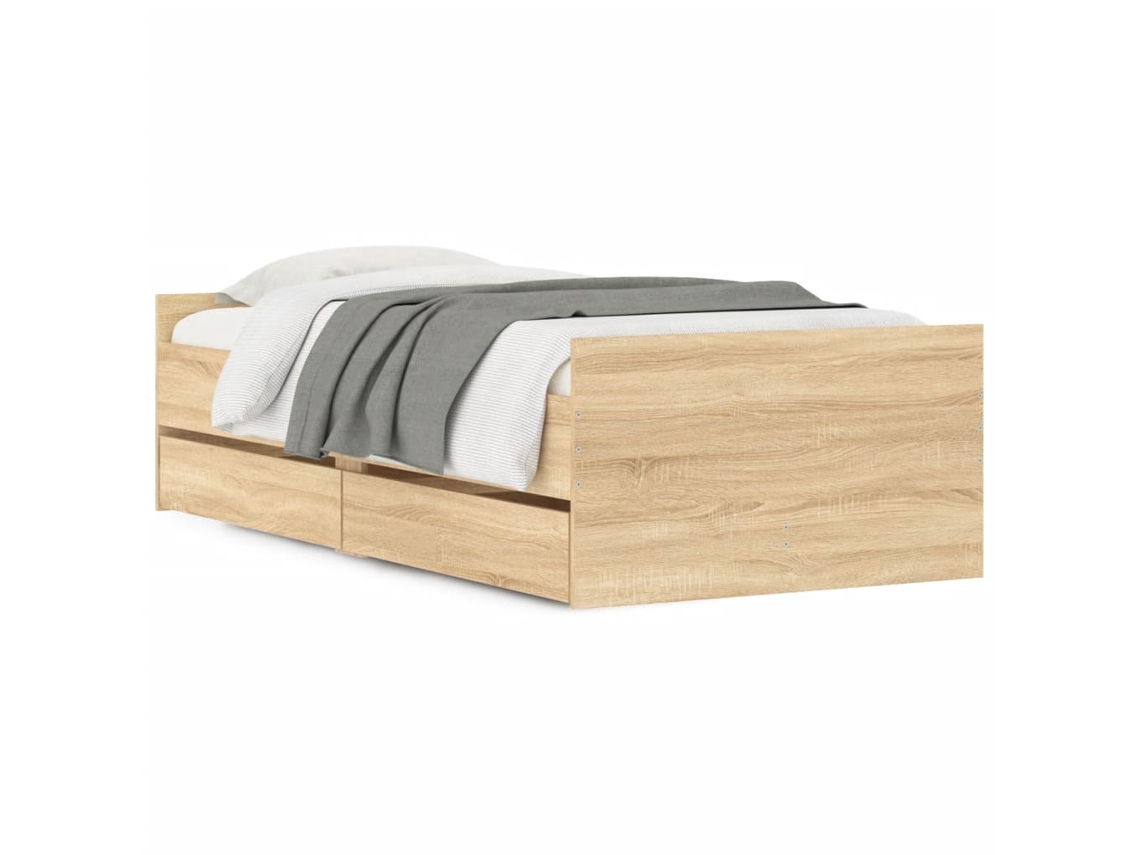 Bed Frame, Bed Frames Vidaxl Marrom Madeira Processada (100 X 200 Cm)