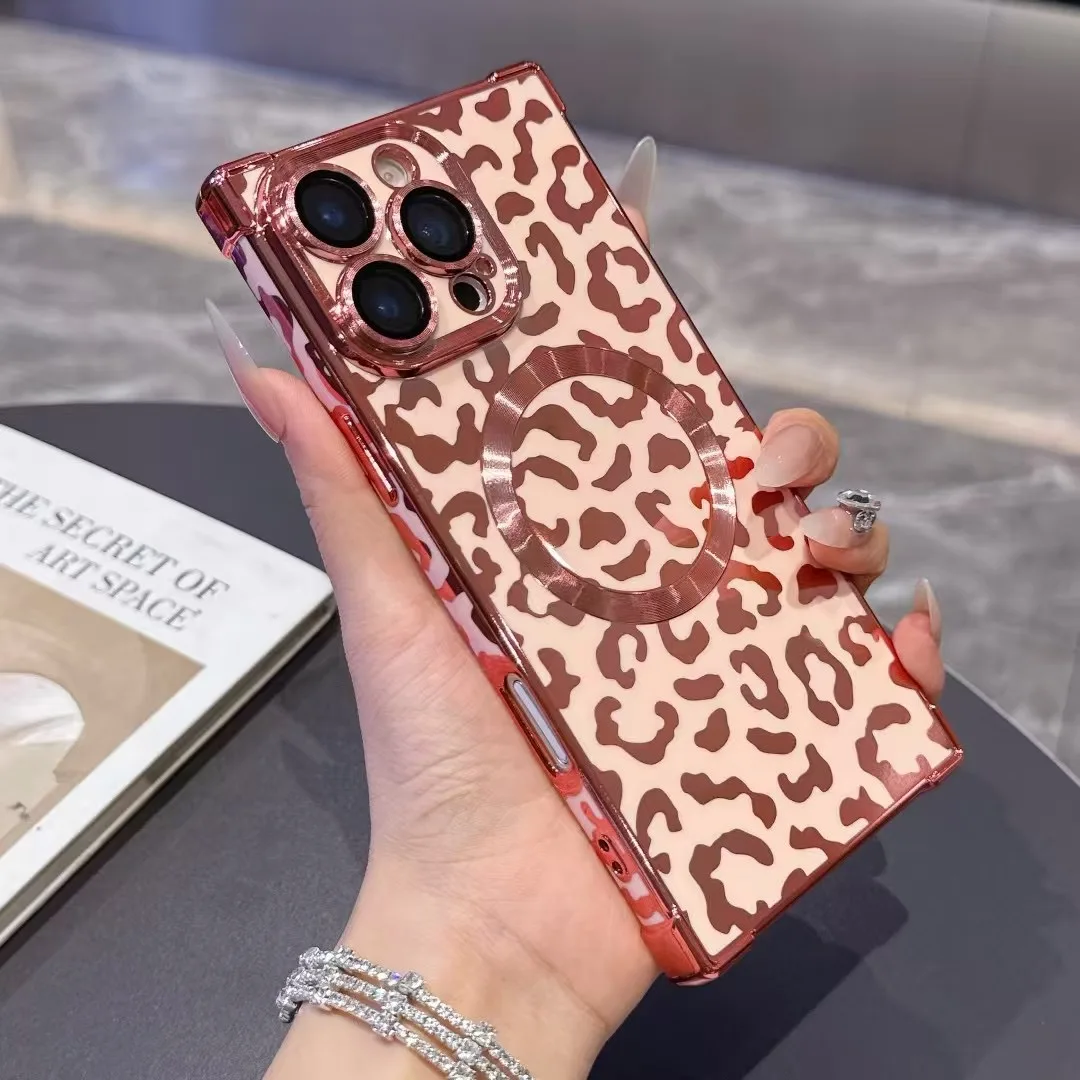 Capa Magnética À Prova De Choque Com Revestimento Macio Para Iphone 13 Pro (rosa)