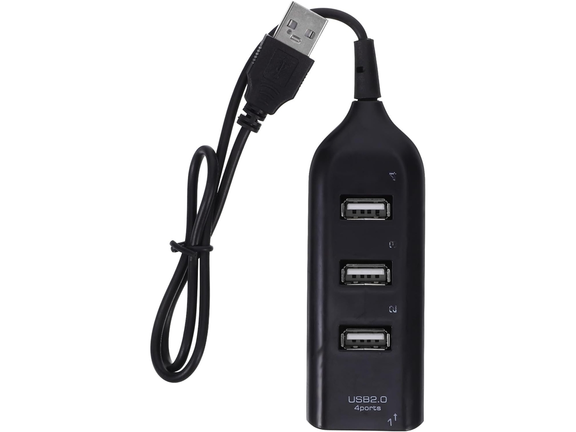 Hub Para Laptop Em Abs Com 4 Portas Usb 2.0, Divisor Preto