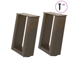 Vidaxl Pés Para Mesa De Centro Em Formato De U, 2 Peças, Aço Natural, 30x(30-31) Cm, Aço