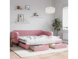 Vidaxl Sofá-cama Com Gavetão E Gavetas 100x200 Cm Veludo Rosa