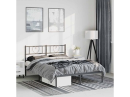 Vidaxl Estrutura De Cama Com Cabeceira 135x190 Cm Metal Preto