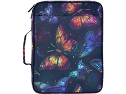 Pasta Expansível Com Estampa De Borboleta Neon Colorida, Com Compartimento Deslizante E Organizador Sanfonado De 7 Camadas