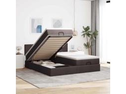 Vidaxl Estrutura De Cama Otomana Com Colchões Tecido Castanho Escuro
