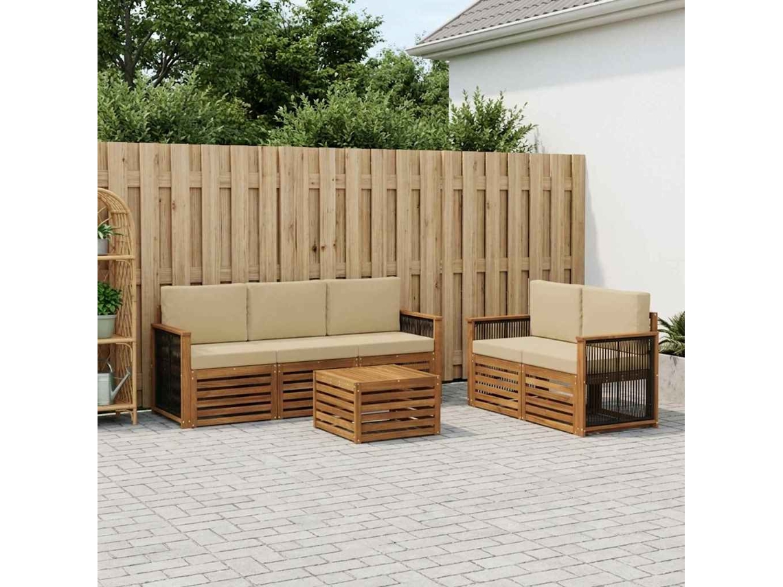 Vidaxl Conjunto De Sofás Para Exterior 6 Unid. Natural E Bege
