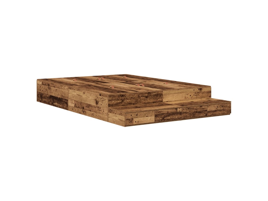 Conjunto 1 Estrado De Cama Com Arrumação Vidaxl Castanho Madeira De Pinho Maciça (135 Cm)