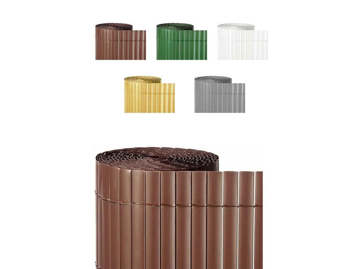 Cañizo Pvc Doble Cara 1600gr/m² - Valla Ocultación - Resistente A Los Rayos Uv Protección Contra El Viento Marrón 1,5x3m