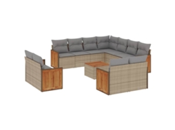 Conjunto 12 de sofás p/ jardim com almofadões VIDAXL vime PE bege