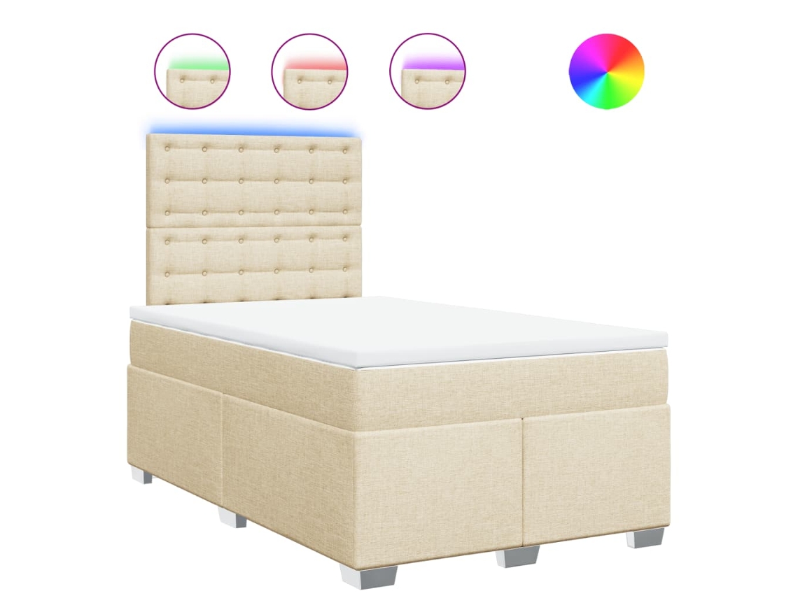 Cama com Molas/colchão 120x200 Cm Tecido Cor Creme MAISON EXCLUSIVE