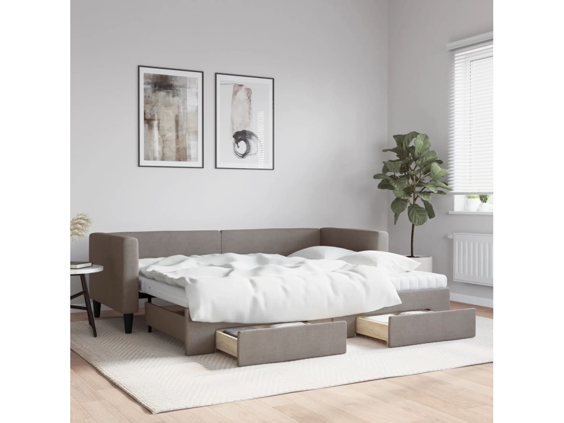 Vidaxl Sofá-cama C/ Gavetão/gavetas 80x200 Cm Tecido Cinza-acastanhado
