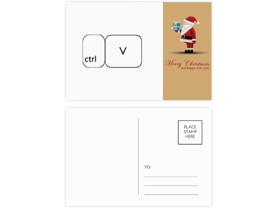 Conjunto de 20 Cartões Postais com o Símbolo do Teclado Ctrl+v: Papai Noel 14,6 X 9,8 Cm