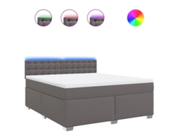 Cama com Molas Couro Artificial Cinza MAISON EXCLUSIVE 180x200 cm