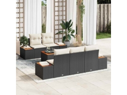 Vidaxl Conjunto De Sofá De Jardim 6 Pcs Preto Rattan Sintético