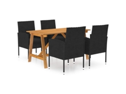 Vidaxl 5 Pcs Conjunto De Jantar Para Jardim Preto