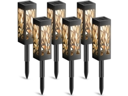 luzes Solares Jardim, 6 Peças Decoração com Luzes Branca Quente IP65 Auto On/off | S/MARCA