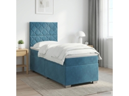 Vidaxl Cama Box Spring Com Colchão Azul 100 X 200 Cm Veludo