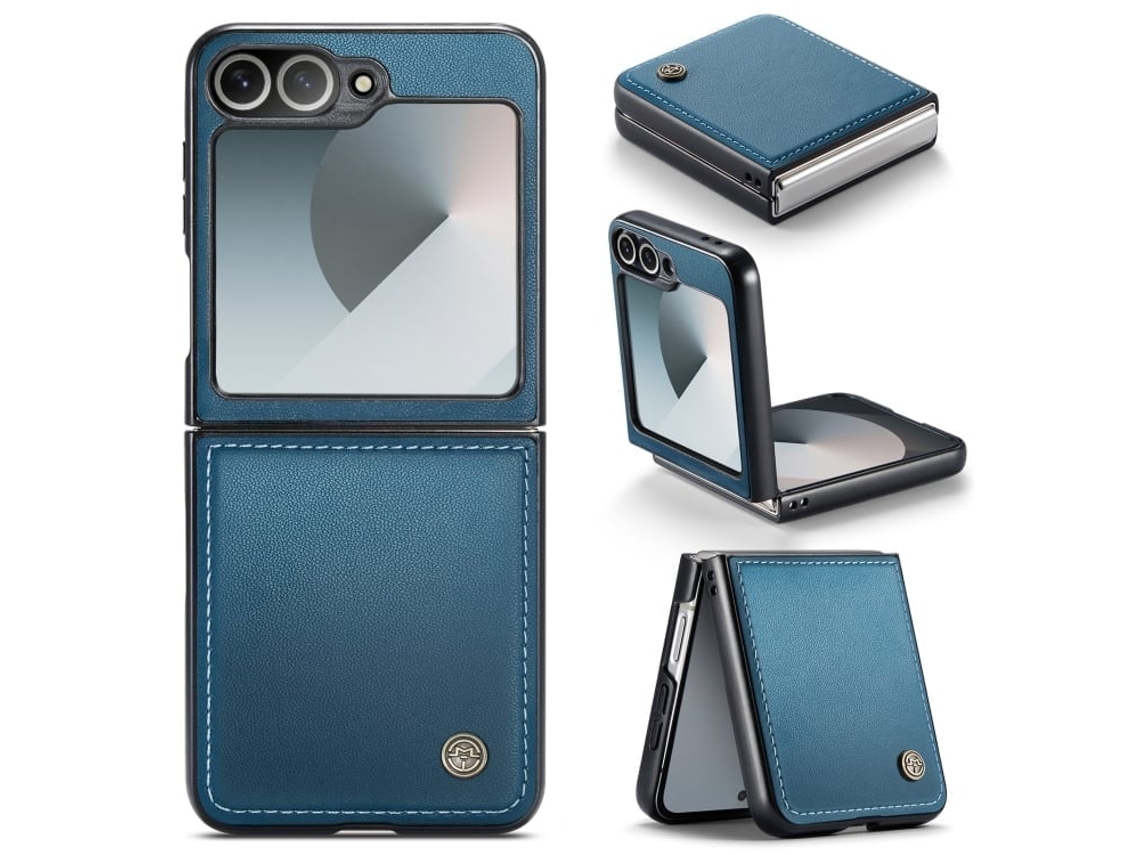 Capa Para Samsung Galaxy Z Flip6 5g Borboleta Fivela Litchi Textura De Telefone De Couro Rfid Antirroubo Azul