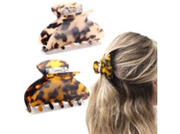 Presilhas De Cabelo Com Estampa De Oncinha E Casco De Tartaruga, Design Francês, Formato Retangular, Antiderrapante, Para Penteados Médios (2 Peças)
