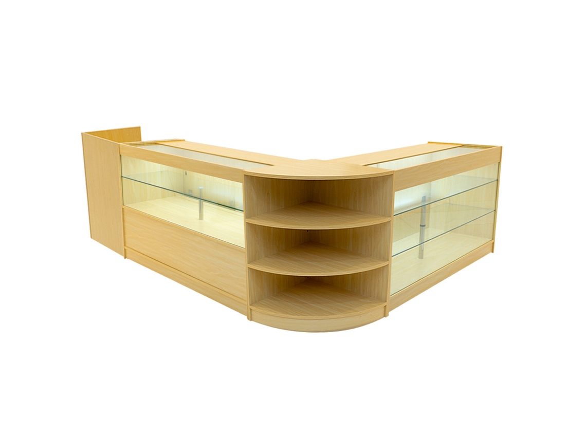Conjunto De Balces Comerciais Theia | Cor Maple | Lm60 K1500 C1500 Tb60 | Mdf E Vidro Temperado | Prateleiras E Monstershop