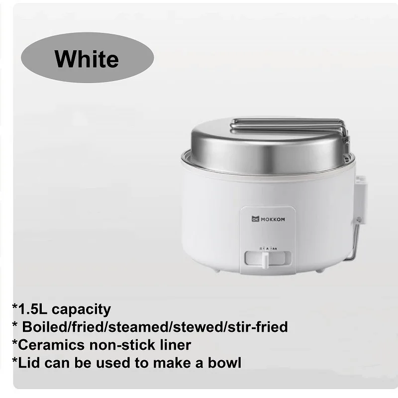 (Branco) Fogão elétrico portátil de 1,5 l, com revestimento cerâmico antiaderente, ideal para cozinhar macarrão.