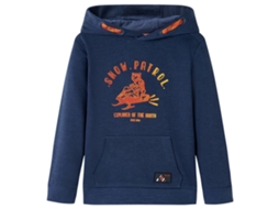 Sweatshirt Para Criança Com Capuz Azul-marinho Mesclado E Laranja 116