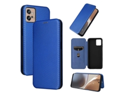 Capa De Couro Com Textura De Fibra De Carbono Para Motorola Moto G32